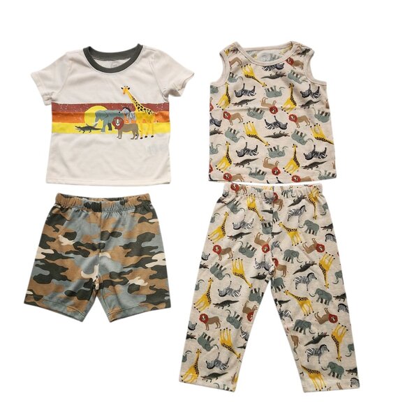 Wonder Nation Toddler Boys Tank, T-Shirt, Short, and Pant Pajama Set, 4-Piece - Picture 1 of 7